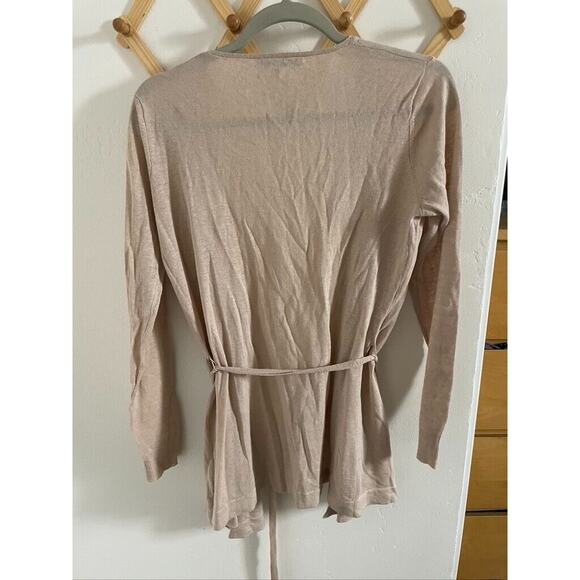 Gerard Darel Sweater Women's Linen Silk Blend Cardigan Open Front Small Tan Belt - Picture 10 of 10
